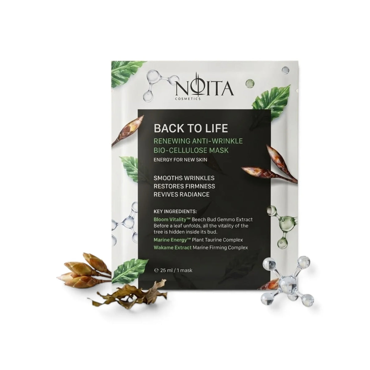 Биоцелулозна маска за лице NOITA Back to Life – саше 25 мл